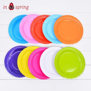 10PCS Solid Color Disposable Paper Tray Eco-friendly Cardboard Diameter 18cm High quality white cardboard Handmade props