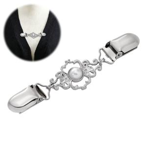 New Pearl Sweater Clip Vintage Womens Hollow Shawl Cardigan Clip Skirt Waist Cinching Fixed Buckle Accessory Clothing Clip 1pcs