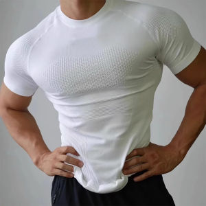 เสื้อยืดแขนสั้นทรงสลิมฟิตแห้งเร็วสำหรับผู้ชาย ทรงหลวม ทรงพอดีตัว สำหรับการวิ่ง การปั่นจักรยาน และการออกกำลังกาย ดีไซน์ลำลอง