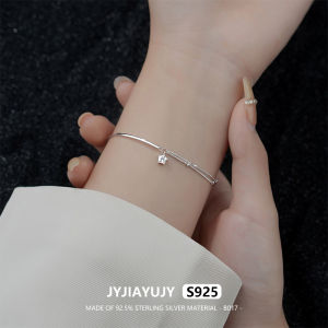 JYJIAYUJY 100% Sterling Silver S925 Bracelet Star With Zircon Shining Double Layered Design High Quality Fashion Hypoallergenic Jewelry Gift Daily Use B017