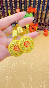 🔥全网低价🔥 八宝罗盘 钥匙扣 吊坠 黄财神 沙金项链 招财项链 风水 鑰匙扣 镂空平安扣项链挂饰 莲花貔貅 驾车用品 Feng Shui Eight Treasure Compass Pendants Keychain