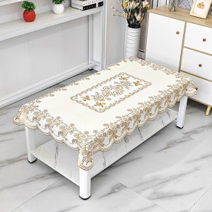 Upgraded Gold Embossed Lace Tablecloth Rectangular PVC Tea Table Mat Dustproof Washless Chinese Style Home Textile Tablecloth