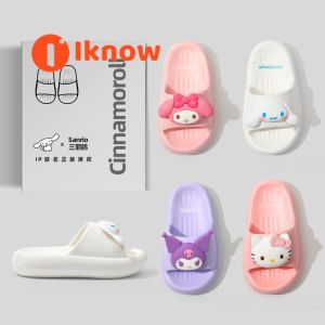 I know Sanrio Kuromi Melody Cute Cartoon Soft Slippers adults kids Indoors Anti slip Hello Kitty Cinnamoroll Summer Slippers