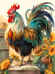 Huacan 5D DIY Diamond Embroidery Animal Chicken Cross Stitch Kit Full Painting Flower Home Decoration Picture Of Rhinestones