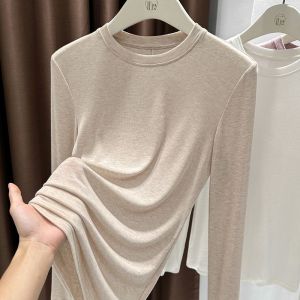 Soft Cozy round Neck Long Sleeve T-Shirt Womens Base Shirt Slim Fit Inner Wear Top Korean Style Home Daily Use Autumn New Arrival