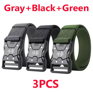 Mens Tactical Belt Versatile Durable Nylon Canvas Belt Outdoor Hunting Automatic Buckle Military Training Pants Belt for Men