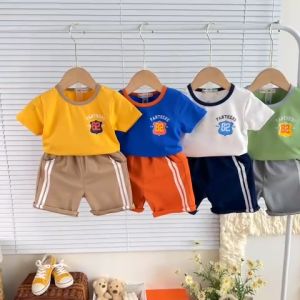 Bộ Quần Áo ngắn Tay Vải Cotton Lụa Hiệu Minky Mom Mềm Mịn Mát Thiết Kế Cổ Tròn Quần Đùi Cho Bé 0-8 Tuổi TN-IN139