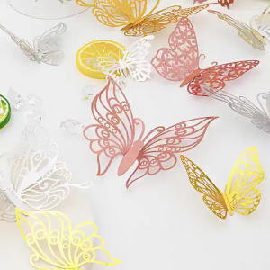 DINOSO Stiker Balon Kupu-Kupu Berongga 3D untuk Dinding 12 Pcs Dekorasi Pernikahan Pesta Ulang Tahun Anak