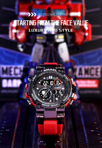 SMAEL | SMAEL 8093 Mens Analog Digital Dual Display Sport Watch - 50M Waterproof LED Backlight Alarm Stopwatch Chronograph Shockproof