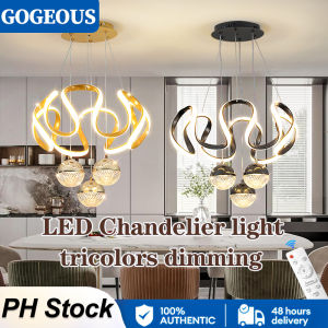 GOGEOUS creative chandelier modern design hanging light Tricolor Dimming LED pendant light Nordic chandelier light drop lights for living room dining room loft decorative fixture