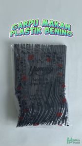 Garpu Makan Plastik Hitam isi 25 pcs Garpu Catering Kuat Panjang