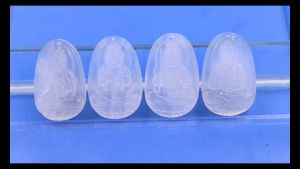 Mặt dây chuyền Phật Văn thù mã não trắng 2.2 x 3.6cm 2.9 x 4.5cm kèm vòng cổ hạt chuỗi đá trắng + móc inox Phật bản mệnh