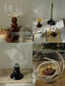 Romantic French Style Aromatherapy Candle Holder Stand Base High Stem Atmosphere Sense Glass Material for Block Candle