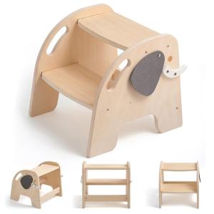Children Wooden Non-slip Two-step Stool