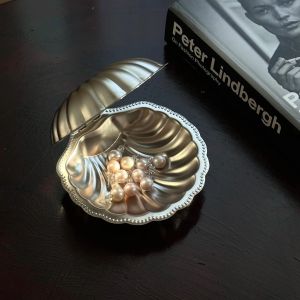 1pcs Retro French 304 Stainless Steel Shell Storage Box Butter Dessert Fruits Box Jewelry Ornament Storage Box Jewelry Storage