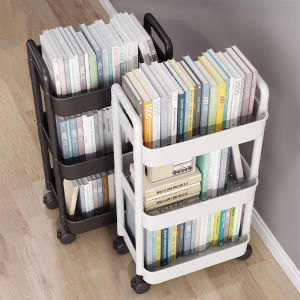 Multi-Layer Resin Mobile Storage Rack Kitchen Bathroom Bedroom Floor Standing Small Cart Organizer for Household Items