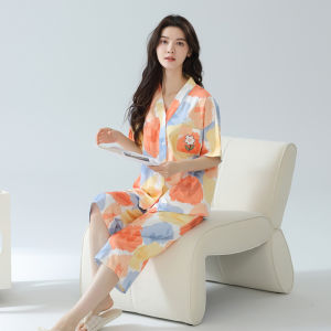 MiiOW | Bộ đồ ngủ cotton nguyên chất cho nữ Áo len cardigan hở tay mùa hè Quần dài đến mắt cá chân Phong cách ngọt ngào rộng rãi thoải mái mặc ở nhà mặc ngoài trời