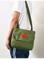 Retro Red Army Backpack 80 Years Old Canvas Star Commemorative Vintage Crossbody Peoples Service Bag for Youth. 