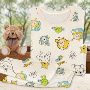 Pure Cotton Childrens Home Clothes Set Warm Boys Sleepwear Cartoon Egg Baby Spring Autumn Kids Thermal Underwear Pants