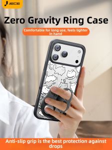 JECE | Gravity-reducing Ring Anti-drop Protection Full-coverage Phone Case for 17ProMax and iPhone16pro with Stand and Cat Collaboration Design