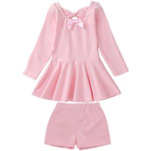 Girls Ballet Dance Skirt Long Sleeve Practice Uniform Childrens Performance Clothes Cotton Polyester Princess Style Dance Dress