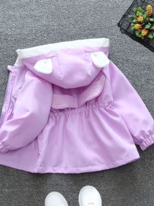Baby Girl Back Wings Hooded Trench Coat: K-style Western Casual Tops for Spring & Fall 2024