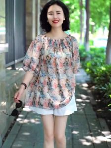 Summer 2025 New Retro Fashion Slimming Youthful Print Short Sleeve Casual Versatile T-Shirt Womens plus Size Korean Style Blouse