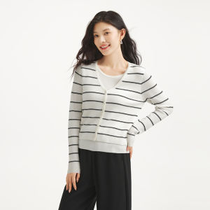 Hotwind | Stripe V-Neck Faux Layer Knitwear