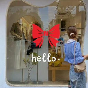 Bows Decoration Creative Trending Ins Style Mirror Kitchen Balcony Beauty Salon Sliding Glass Door Stickers Anti-Collision