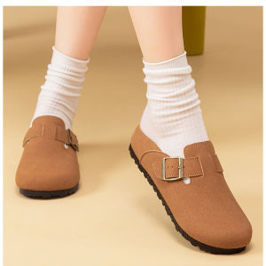 IELGY รองเท้าแตะผู้หญิงวินเทจรองเท้าสลิปออนกึ่งรองเท้าส้นแบน