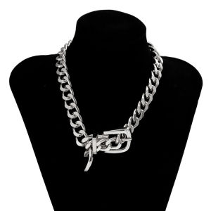 Ingemark | Ingemark Exaggerated Heavy Metal Belt Choker Necklace for Women Punk Thick Chunky Clavicle Chain Grunge Jewelry Steampunk Men