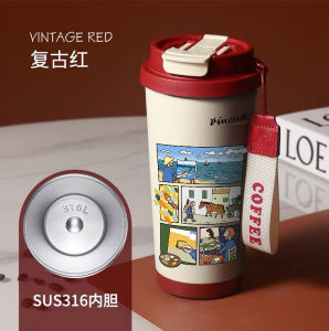 Portable Vincent Van Gogh 316 Stainless Steel Insulated Coffee Cup with Straw Mens New Advanced Ice Cup Preservation Water Cup