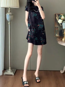 Shalldoer | Elegant Peony Print Cheongsam Collar Two-Piece Set For Plus Size Women Summer Chic Shirt And Shorts Ensemble Fashionable Plus Size Clothing