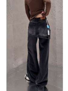 High Waist Straight Leg Denim Jeans Womens Autumn 2025 New Style Pear Shaped Body Slimming Wide Leg Pants Casual Cotton Polyester Blend