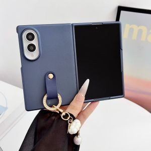 szhaiyu | For Samsung Galaxy Z Fold 8 Skin-Feel Shockproof Phone Case With Wristband Bracelet Pendant Charm Invisible Stand Back Cover