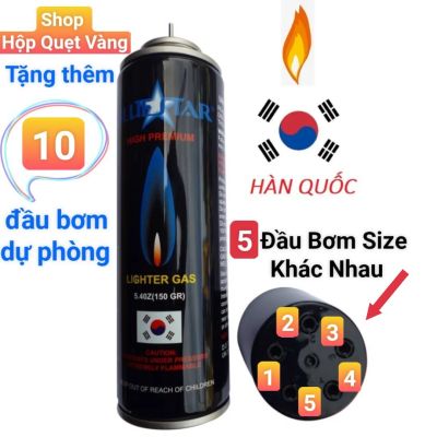 Chai Gas bơm Hộp quẹt, Bật Lửa, tặng thêm 10 đầu bơm dự phòng.