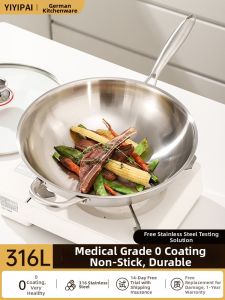 YIYIPAI | Chảo Bằng Thép Không Gỉ 304 Dày Không Dính