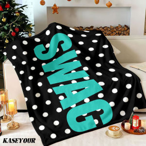 Beast Kingdom | Teal Polka Dot SWAG Winter Summer Flannel Blanket Throw Fleece Soft Fuzzy Plush Cozy Fleece Blankets for Sofa Ideal Gifts