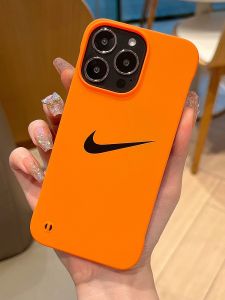 Ốp Lưng Điện Thoại Không Viền Màu Cam Cho iPhone 15 pro Max Apple 12  Ốp Lưng Cứng XS Max Dành Cho Nam Và Nữ 14 Bao Phủ Nửa Máy Ảnh 13 Lỗ Lớn