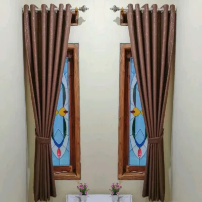 Gorden coklat pintu jendela minimalis elegant cod.