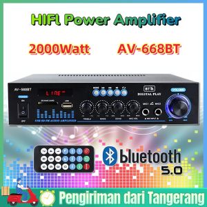 🔥Baru baru🔥 Power Amplifier AV-668BT 2000W Bluetooth EQ Audio Amplifier Karaoke Home Theater FM Radio