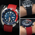สายนาฬิกาผ้าฝ้ายกันน้ำสำหรับ Seiko 5 สายยางกันน้ำสำหรับผู้ชาย สายนาฬิกาแบบหนาปานกลาง สายรัดยางกลางแสง. 