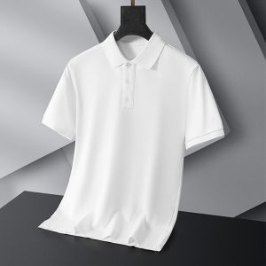 เสื้อโปโลคอตั้งแขนสั้นฤดูร้อนสำหรับผู้ชาย สไตล์ลำลอง เสื้อยืดสีดำ เสื้อผ้าทำงานสไตล์ฮ่องกง เทรนด์เสื้อผ้าทำงาน