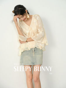 French Style V-Neck Floral Chiffon Top Thin Comfortable Design