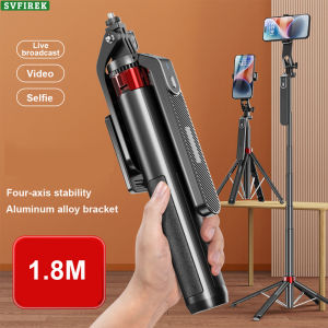4 in 1 Multifunctional Selfie Stick Mobile Phone Live Broadcast Stand Aluminum Alloy Quadripod Handheld Bluetooth Selfie Stick with LED Light 360° Rotating Bracket