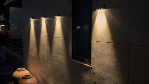 Goldstar solar outdoor wall lights with 2 to 5 LED options for garden fence illumination.