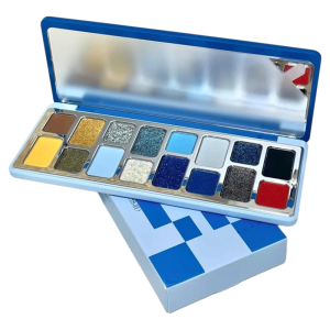 WIND LOVES FLOWERS | Icy Transparent Sapphire Blue Premium Eyeshadow Palette 16 Colors