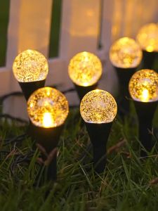 LED Solar Bubble Ball Solar Garden Light Inserted Lawn Lamp Outdoor Landscape Raya Lampu Decorative Lights