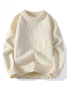 ROMON | Lormen Mens Knitted Sweater Thickened Casual Round Neck Autumn Winter Fashion Warm Inner Wear Base Layer Long Sleeve Top