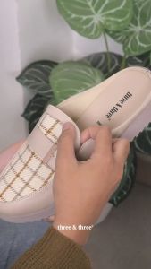 THREE & THREE - Sepatu Sandal Women Mules Flat Slip On  Bustong Wanita BA2002